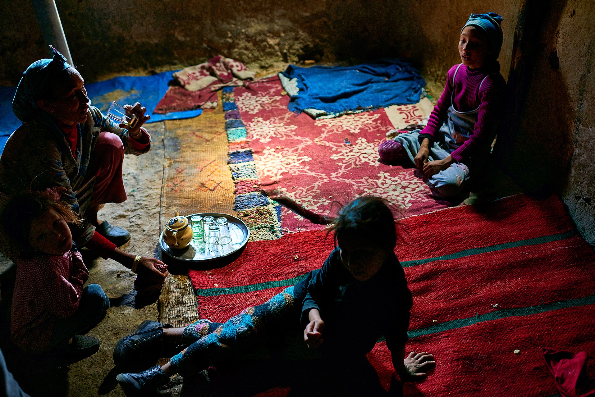 berberfamilie in de Hoge Atlas, Marokko